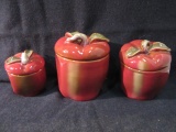 Set of 3 Apple Ceramic Canisters