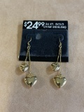 24KT Gold Over Sterling Silver HEART Earrings NEW