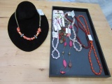 Lot of Red and Pink Costume Necklaces