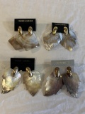 Lot of 4 Costume Jewerly Earrings Leafs Style-NEW