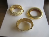 Lot of 3 Cielo Gold-Tone Cuff Bracelets