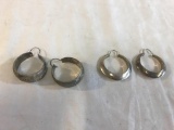 2 Pairs of Silver Hoop Earrings