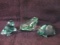 Lot of 3 Green Glass Items incl. Gem, Frog, Turtle