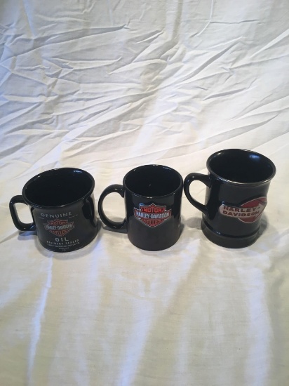 Set of three Harley Davidson mugs