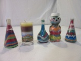Lot of 4 Sand Art Bottles and a Sand Art Candle