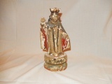Old Carved Painted Wood Santos Religious Figure