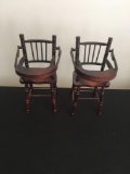 Set of miniature doll high chairs