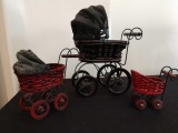 Lot of 3 miniature baby buggies