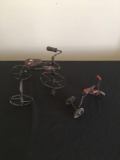 Two miniature reproduction bicycles