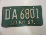 Utah DA 6801 1967 Vintage License Plate