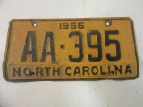 North Carolina AA-395 1966 Vintage License Plate