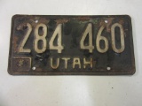 Utah 284 460 Vintage License Plate