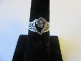 .925 Silver 2g Size 7 Heart and Floral Design Ring