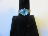 .925 Silver 3.5g Size 7.25 Clear Blue Stone Ring