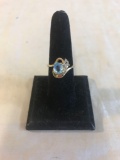 14K H.G.E Gold-Tone Ring w/ Blue Stone Size 7.75