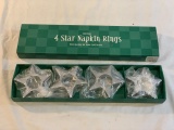 Set of 4 Aluminum Star Napkin Rings NEW