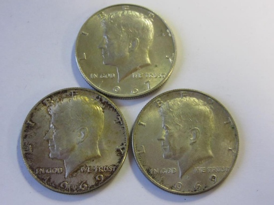 Lot of 3 .40 Silver Kennedy Half Dollars