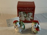 Fitz and Floyd  Christmas Bunny Salt Pepper Shaker