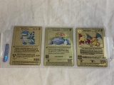 Lot of 3 Limited Edition Gold Metal Pokemon Cards