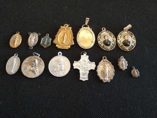 Miniature Catholic tokens & pendants - 14