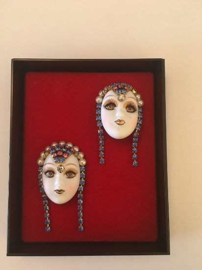 Mardi Gras mask clip on earrings