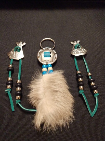 Set of 3 Native American style items: keychain & p