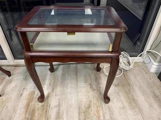 Traditional Rectangular Wooden Curio Glass Table