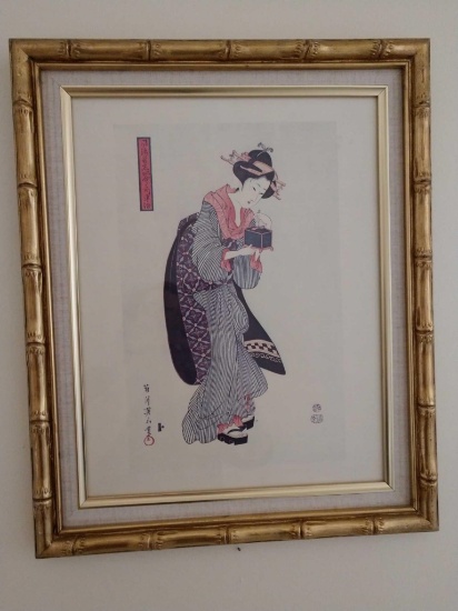 Set of framed Geisha prints