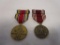 Lot of 2 authentic WWII medals with ribbons