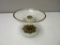 Glass Trinket Bowl with Gold Tone Rime and White Base