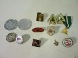 Lot of 13 Vintage BSA Pins incl: 2 LDS BSA Coins, Utah State Seal Coin, 2 Chief Joseph Pins,