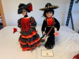 2 Traditions Doll Collection Porcelain Spanish Doll With Stands 22? Mariachi and Flamenco