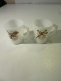 2 Vintage China Cups w/ Pheasants and Ducks Printed on Sides