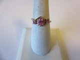 .925 Silver 2.7g Size 8 Gold Tone Purple Stone Ring