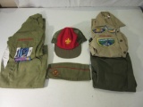 Lot of 6 Vintage BSA Uniforms incl: M/L Flatbrim Snapback BSA Logo, M Cadet Cap BSA Logo