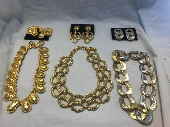 Lot of 3 Gold-Tone Necklace and Earring Sets