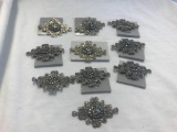 Lot of 13 Identical Silver-Tone Brooches