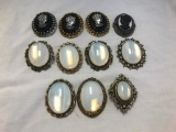 Lot of 11 Brooches - Cameo and Opalite