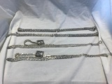 Lot of 4 Silver-Tone Rhinestone Belts