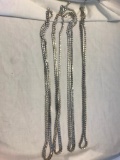 Lot of 4 Identical Silver-Tone Thin Rhinestone Belts