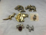 Lot of 7 Animal Themed Brooches