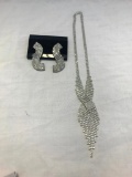 Lot of 3 Silver-Tone Rhinestone Necklace and Earring Sets