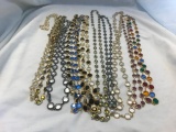 Lot of 11 Colorful Glass Bead Necklaces