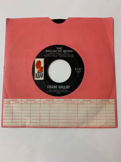 Frank Gallop / Phil Leeds ?? The Ballad Of Irving / Would You Believe It? 45 RPM 1966 Record