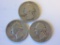 Lot of 3 .90 Silver Washington Quarters (1934,1941,1942)