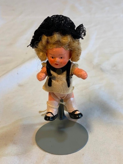 Vintage German dressed Composition 3" Girl doll