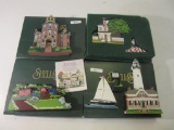 Lot of 4 Shelia's Millennium 2000 Collection incl: Betsy Ross and House, Simons Island Lighthouse