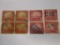 Lot of 8, block of 4 and 4 lose, historical canceled 1923 US Postage Golden Gate 20 cent stamps