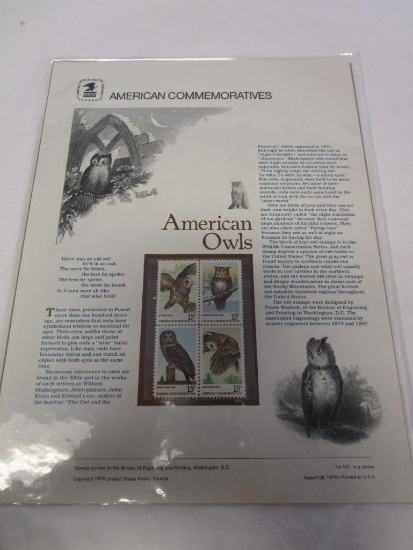 USPS American Commemoratives American Owls. No. 101. August 26, 1978
