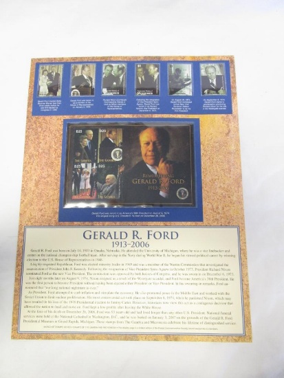 Gerald R. Ford Commemorative Stamps and Display from Postal Commemorative Society